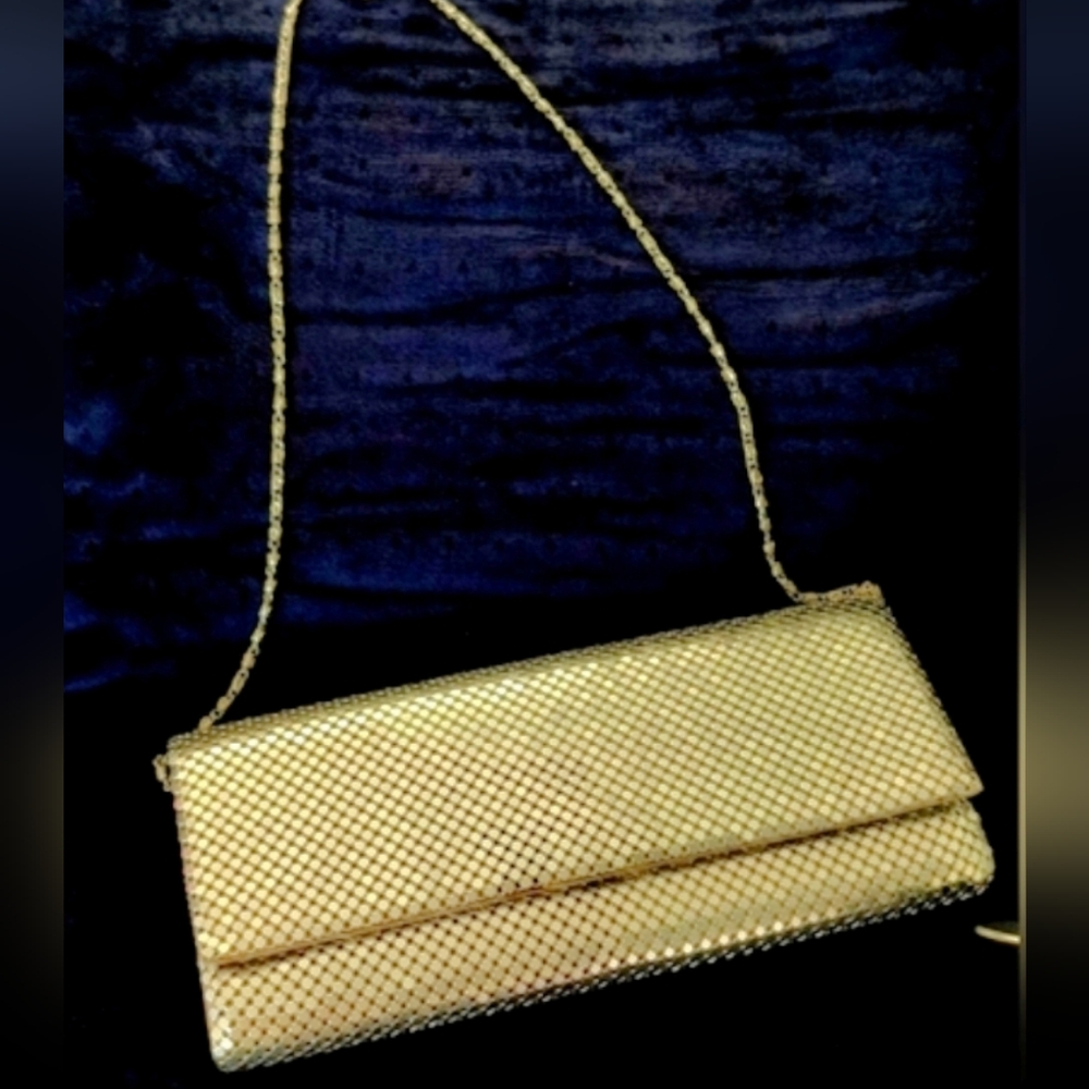 Vintage 70's Silver Chainmail Envelope Clutch Purse 11x5